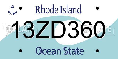 13ZD360 Rhode Island License Plate