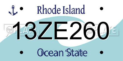 13ZE260 Rhode Island License Plate