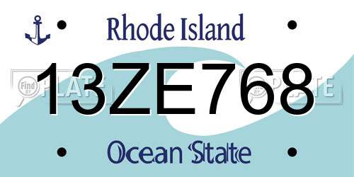 13ZE768 Rhode Island License Plate
