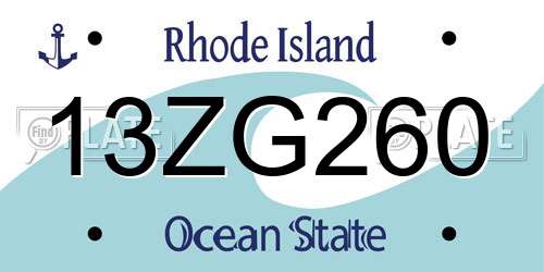 13ZG260 Rhode Island License Plate
