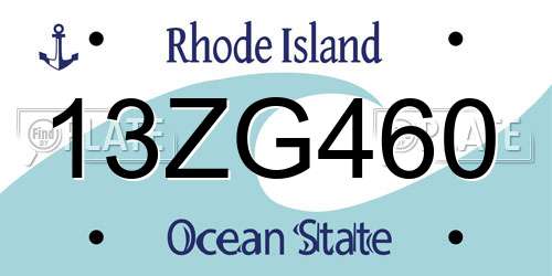 13ZG460 Rhode Island License Plate