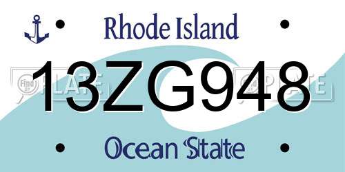 13ZG948 Rhode Island License Plate