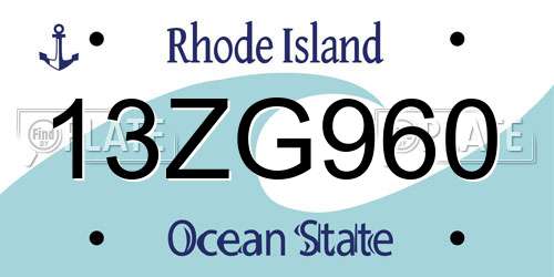 13ZG960 Rhode Island License Plate