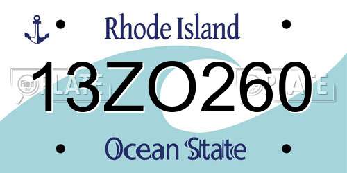 13ZO260 Rhode Island License Plate