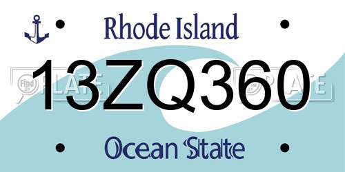 13ZQ360 Rhode Island License Plate