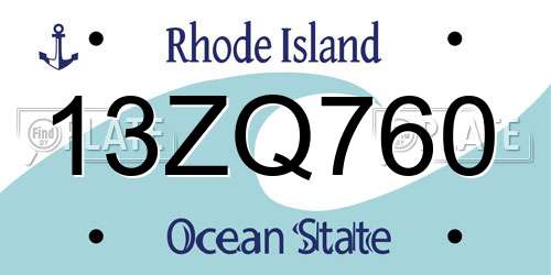 13ZQ760 Rhode Island License Plate