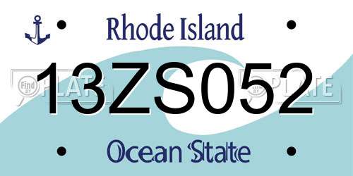 13ZS052 Rhode Island License Plate