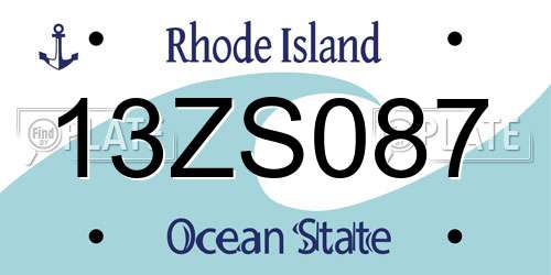 13ZS087 Rhode Island License Plate