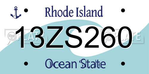 13ZS260 Rhode Island License Plate