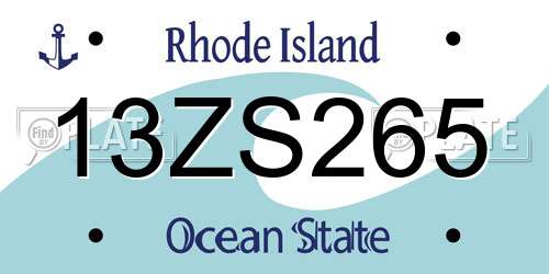 13ZS265 Rhode Island License Plate