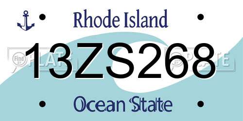 13ZS268 Rhode Island License Plate