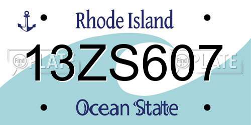 13ZS607 Rhode Island License Plate