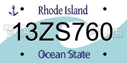 13ZS760 Rhode Island License Plate