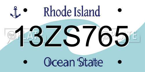 13ZS765 Rhode Island License Plate