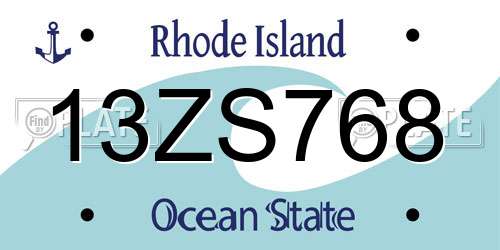 13ZS768 Rhode Island License Plate