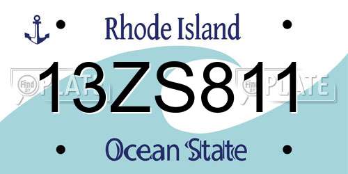 13ZS811 Rhode Island License Plate