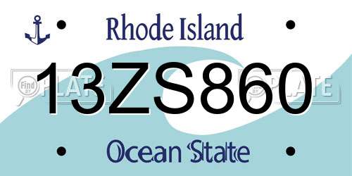 13ZS860 Rhode Island License Plate