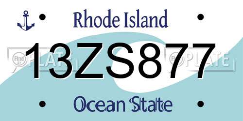 13ZS877 Rhode Island License Plate