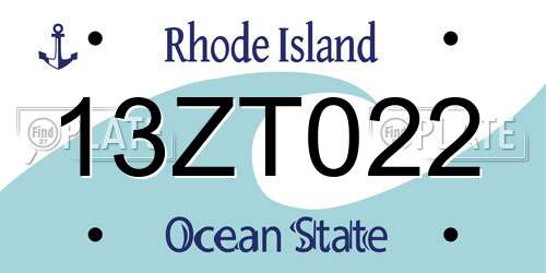 13ZT022 Rhode Island License Plate