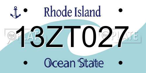 13ZT027 Rhode Island License Plate