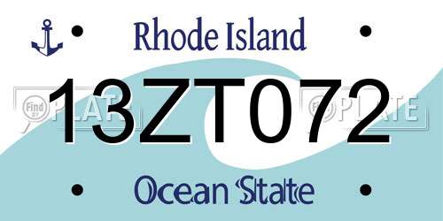 13ZT072 Rhode Island License Plate