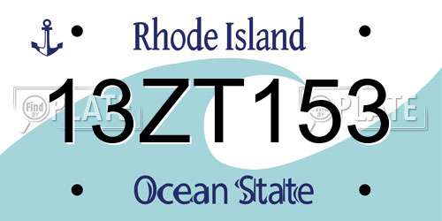 13ZT153 Rhode Island License Plate