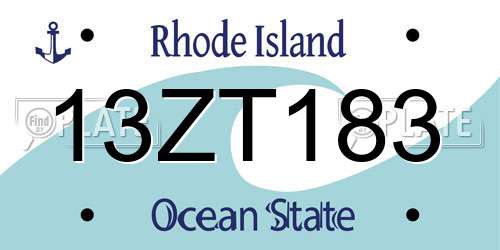 13ZT183 Rhode Island License Plate