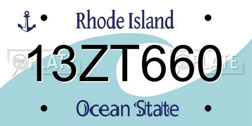 13ZT660 Rhode Island License Plate
