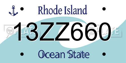 13ZZ660 Rhode Island License Plate