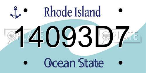 14093D7 Rhode Island License Plate