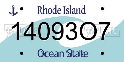 14093O7 Rhode Island License Plate