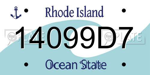 14099D7 Rhode Island License Plate
