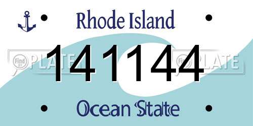 141144 Rhode Island License Plate
