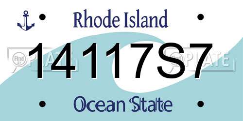 14117S7 Rhode Island License Plate