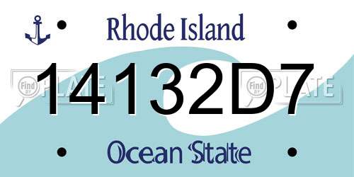 14132D7 Rhode Island License Plate