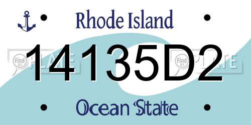 14135D2 Rhode Island License Plate