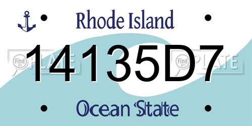 14135D7 Rhode Island License Plate