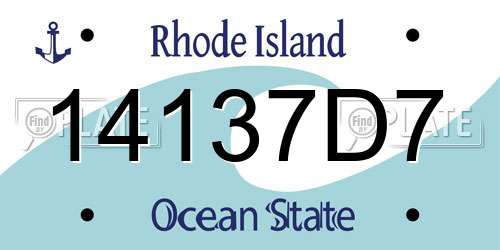 14137D7 Rhode Island License Plate