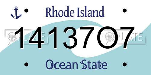 14137O7 Rhode Island License Plate