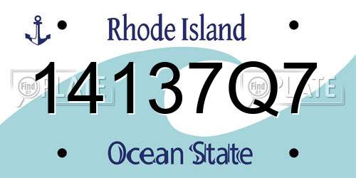 14137Q7 Rhode Island License Plate
