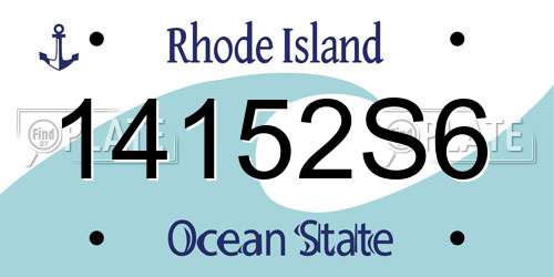 14152S6 Rhode Island License Plate