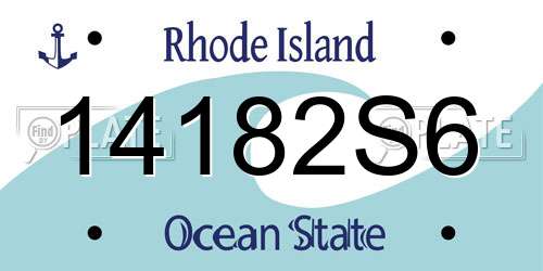14182S6 Rhode Island License Plate