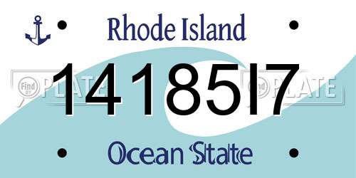 14185I7 Rhode Island License Plate