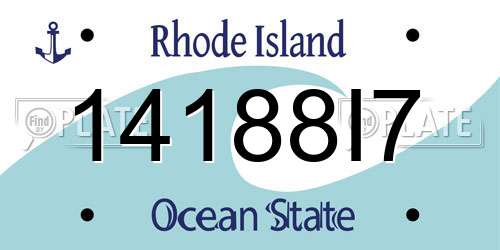 14188I7 Rhode Island License Plate