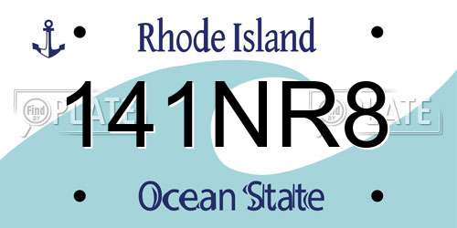 141NR8 Rhode Island License Plate