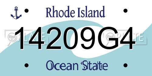 14209G4 Rhode Island License Plate