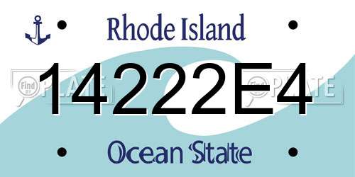 14222E4 Rhode Island License Plate