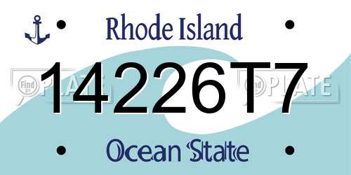 14226T7 Rhode Island License Plate