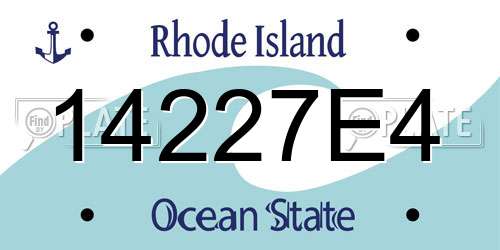 14227E4 Rhode Island License Plate