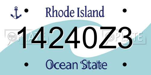 14240Z3 Rhode Island License Plate